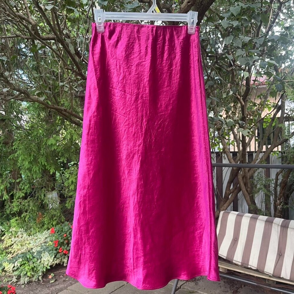 Babaton slip midi skirt in hot pink